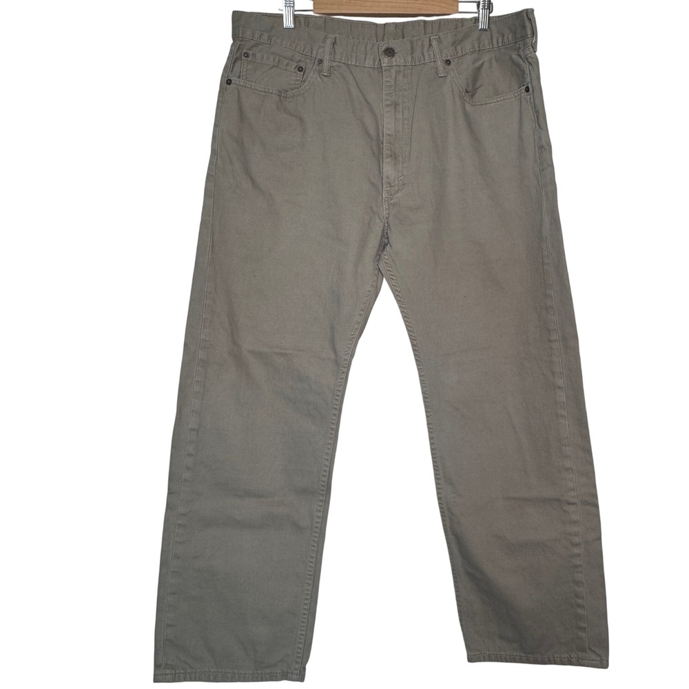 Levis 505 Regular Fit Straight Leg Khaki Tan Cotton Pants Mens 40x30 00505-0718